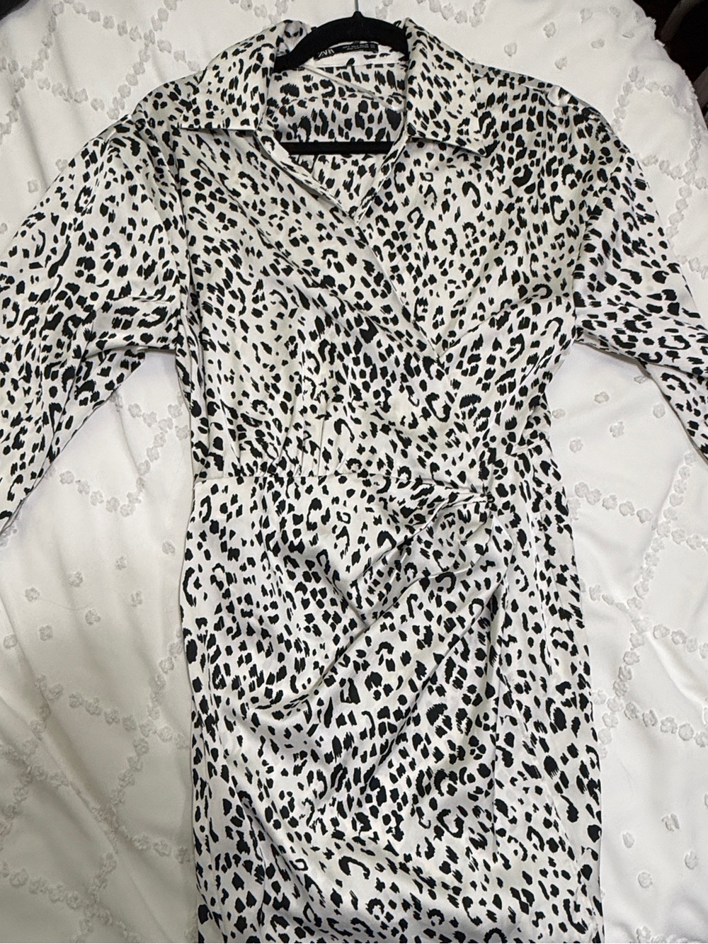 Zara Black & White Leopard Print Wrap Dress